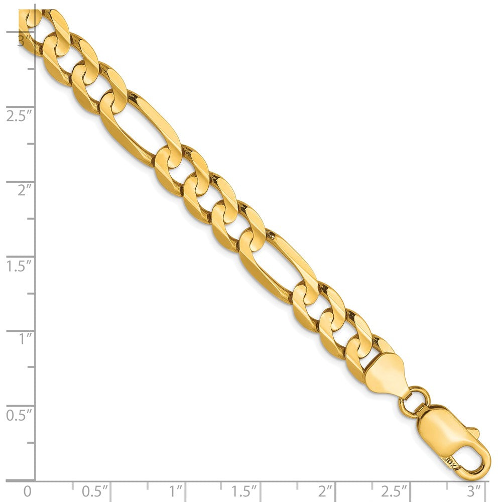 10K Yellow Gold 7.5mm Concave Figaro Bracelet
