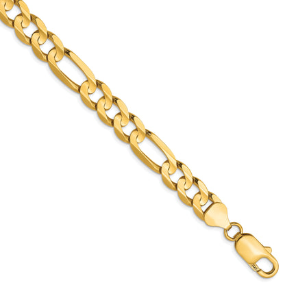 10K Yellow Gold 7.5mm Concave Figaro Bracelet