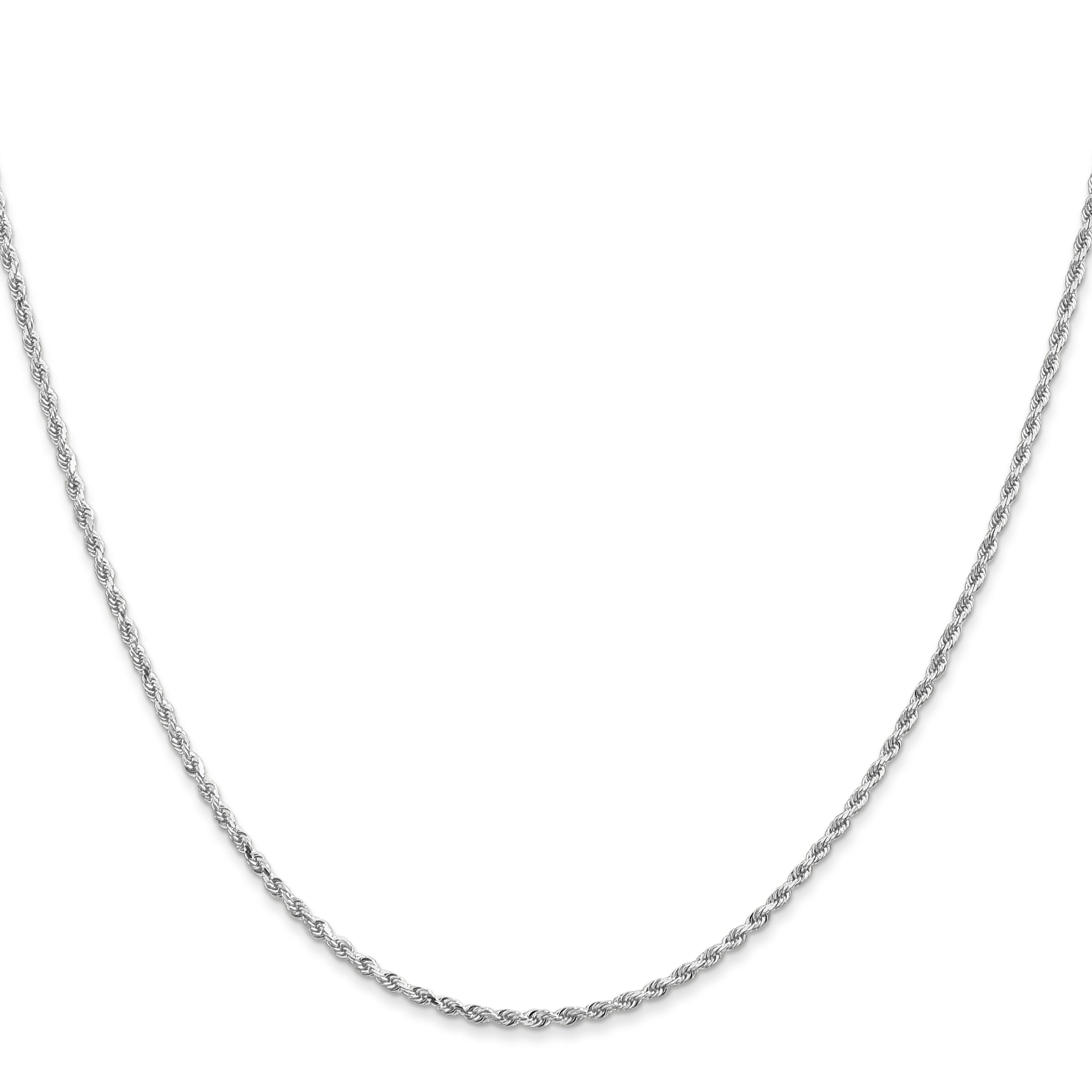 16 Inch 10K White Gold 1.75mm Diamond-Cut Rope Chain Necklace