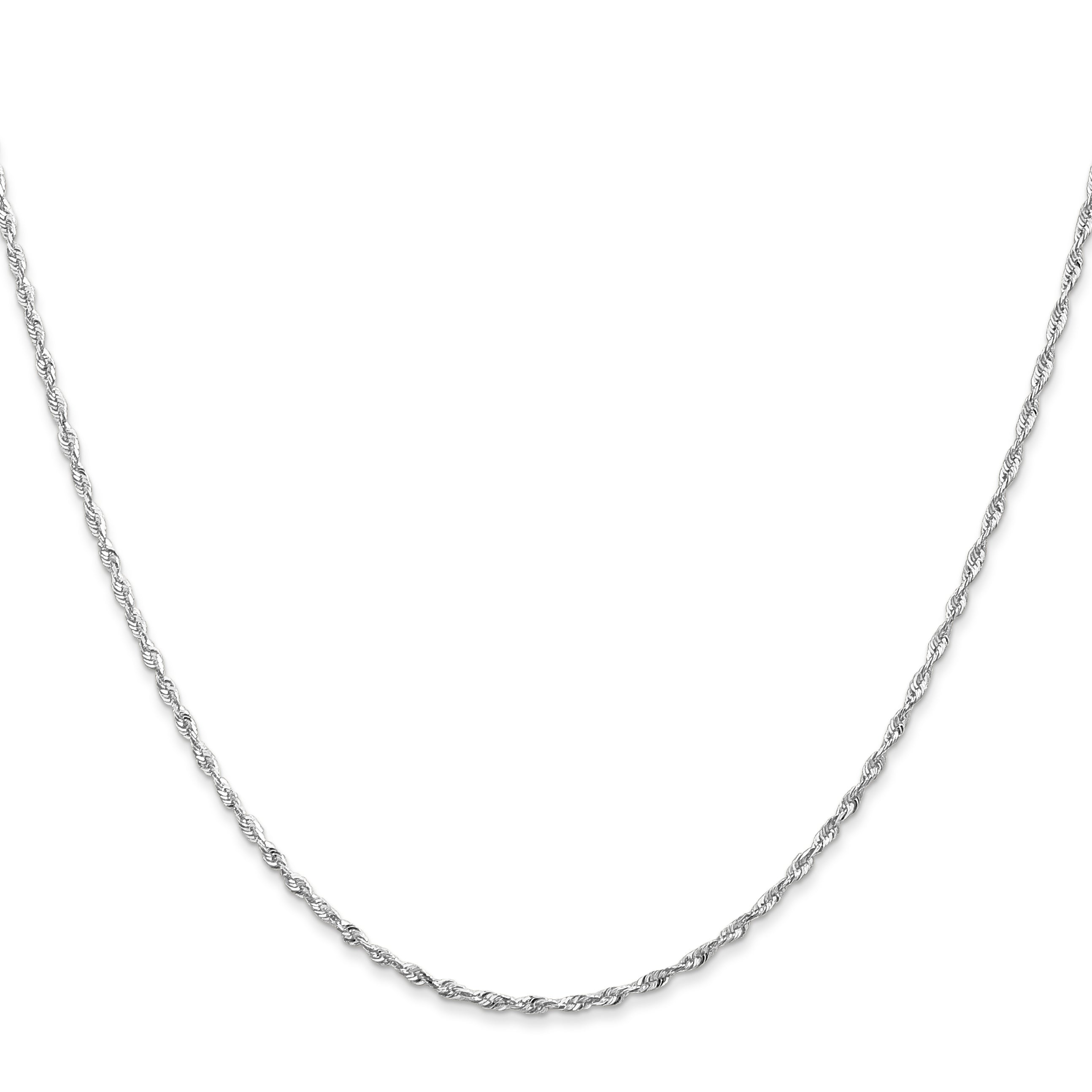 24 Inch 10K White Gold 2.5mm Diamond-Cut Lightweight Rope Chain Necklace