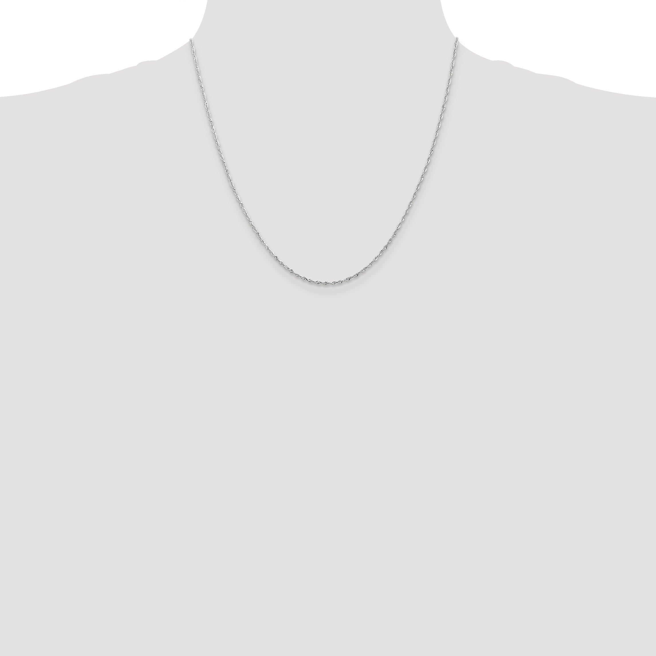 20 Inch 10K White Gold 2.5mm Diamond-Cut Lightweight Rope Chain Necklace