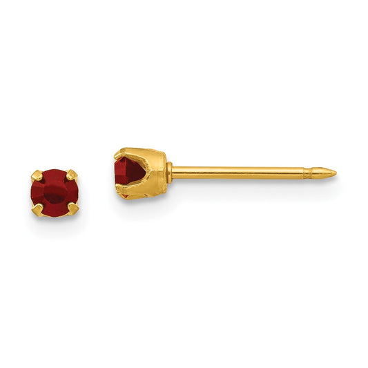Fashion Inverness 24K Plated January Red Crystal Birthstone Earrings