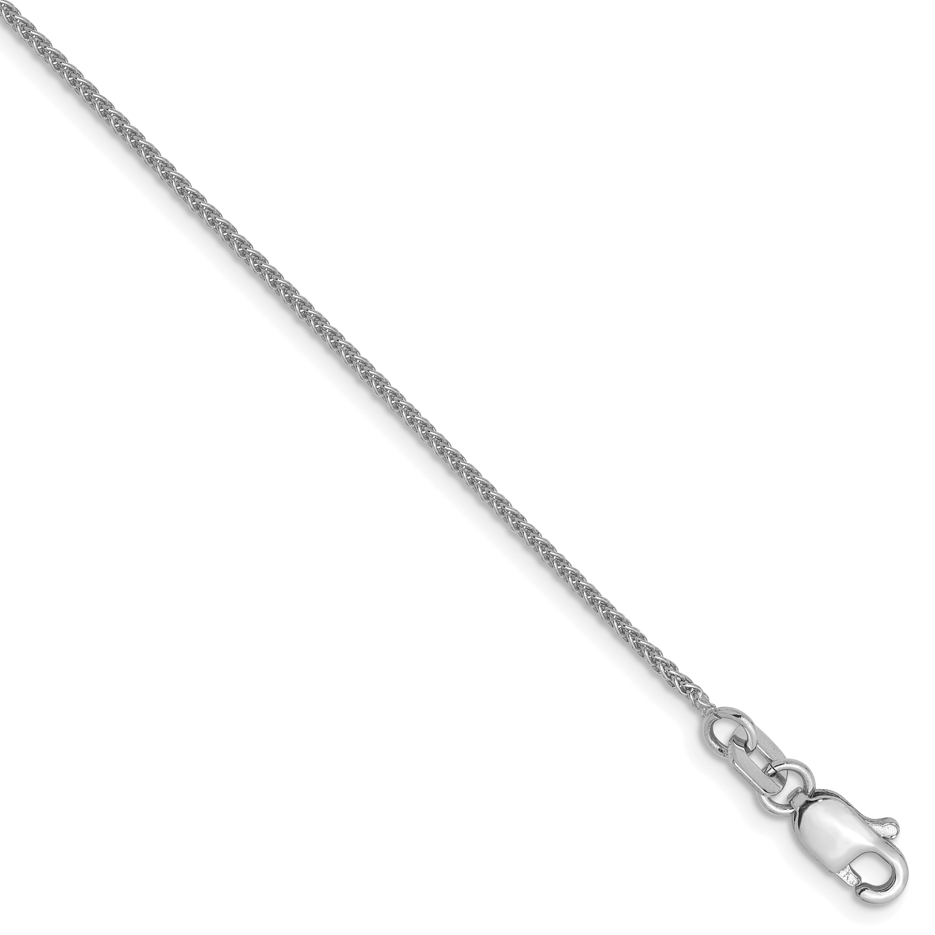9 Inch 10K White Gold 1mm Spiga Chain Anklet