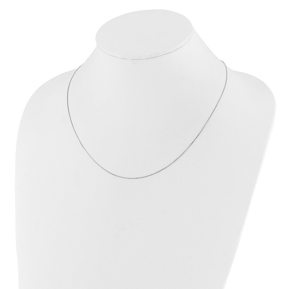 22 Inch 10K White Gold Adjustable .55mm Baby Box Chain Necklace