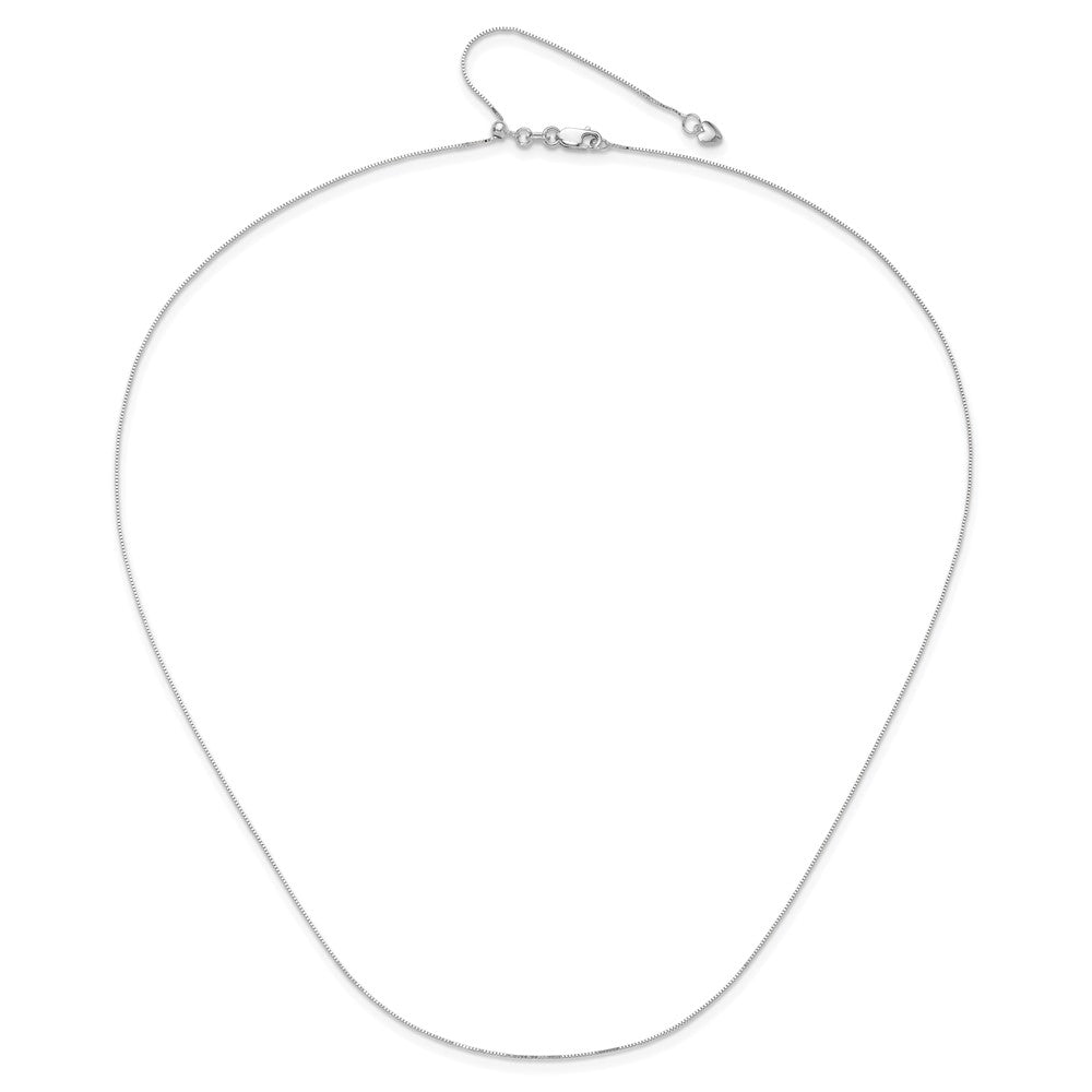 22 Inch 10K White Gold Adjustable .55mm Baby Box Chain Necklace