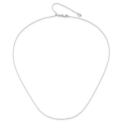 22 Inch 10K White Gold Adjustable .55mm Baby Box Chain Necklace