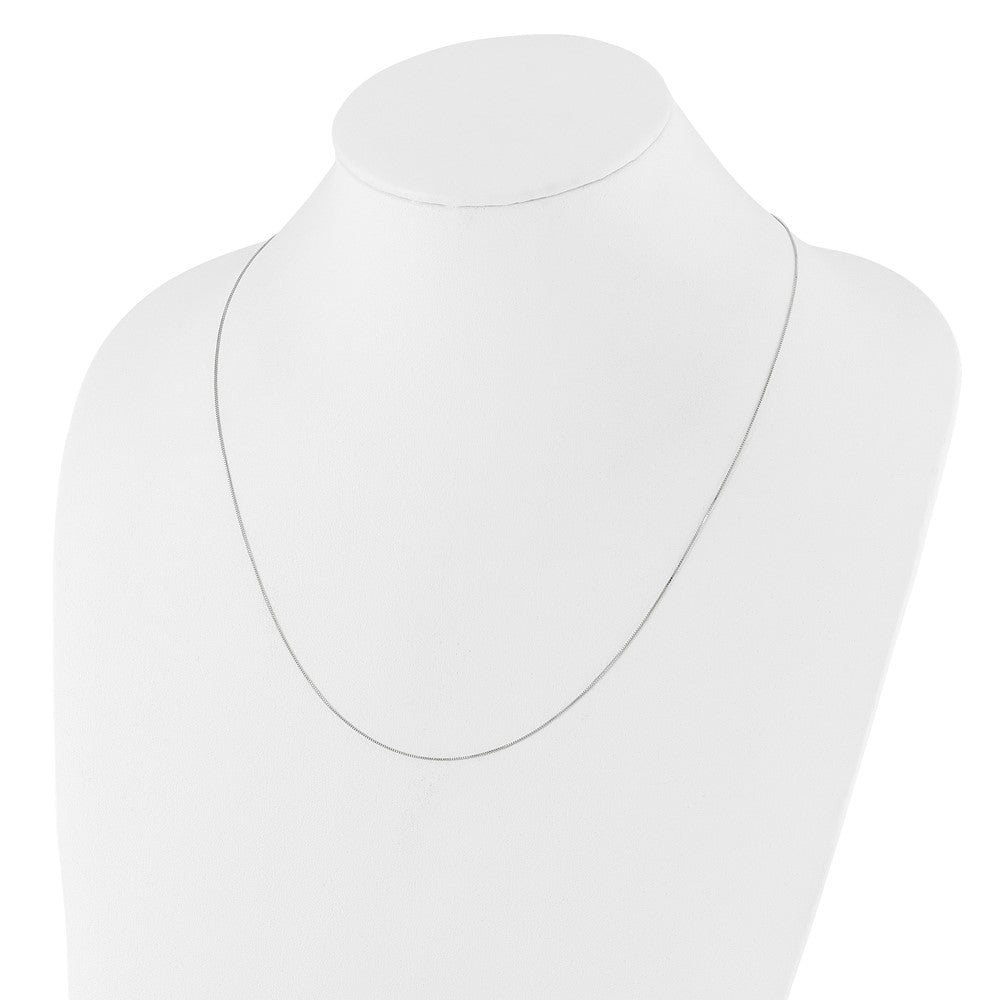 22 Inch 10K White Gold Adjustable .55mm Baby Box Chain Necklace