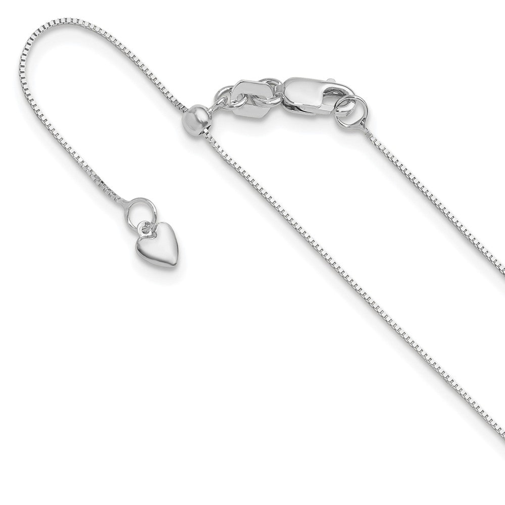 22 Inch 10K White Gold Adjustable .55mm Baby Box Chain Necklace