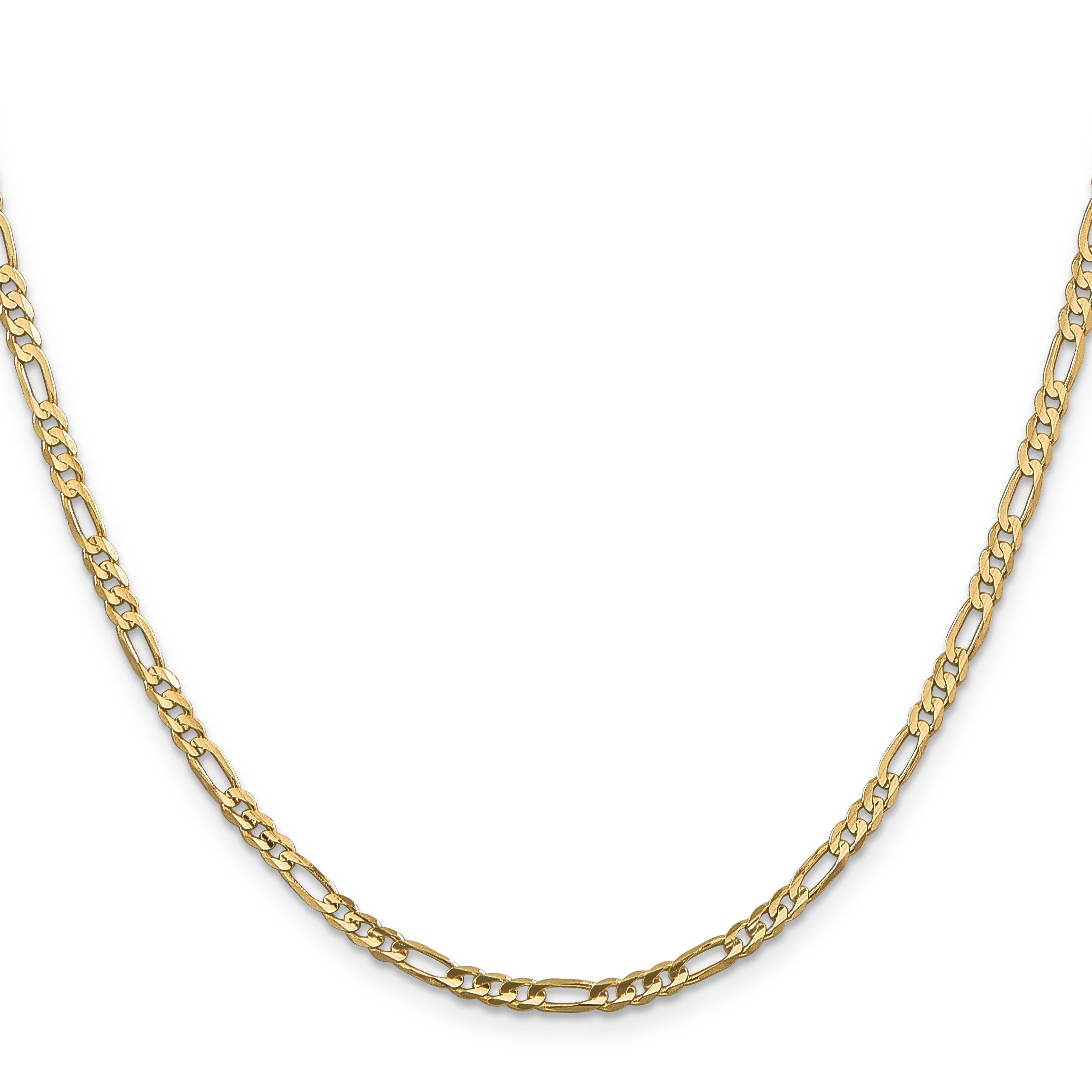 20 Inch 10K 3mm Concave Figaro Chain Necklace