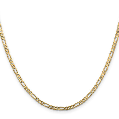 20 Inch 10K 3mm Concave Figaro Chain Necklace