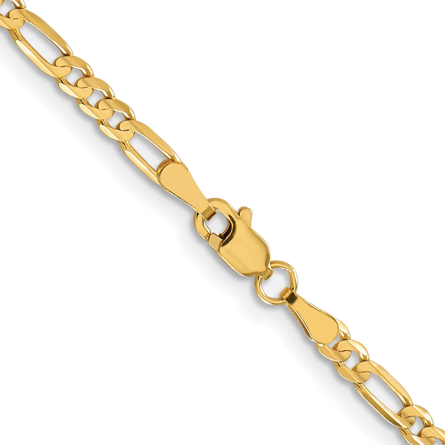26 Inch 10K Yellow Gold 3mm Concave Figaro Chain Necklace