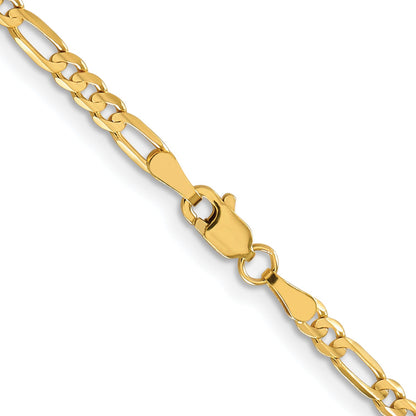 24 Inch 10K 3mm Concave Figaro Chain Necklace