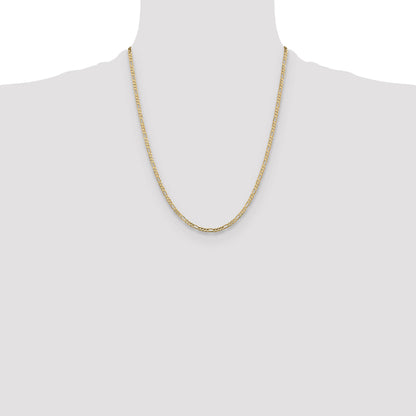 22 Inch 10K Yellow Gold 3mm Concave Figaro Chain Necklace
