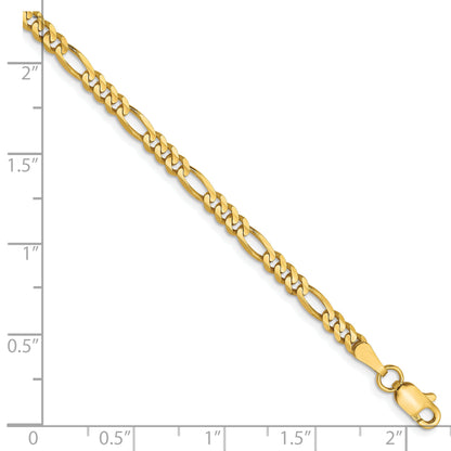 8 Inch 10K 3mm Concave Figaro Chain Bracelet