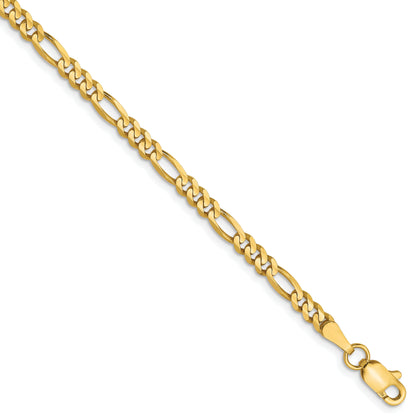 8 Inch 10K 3mm Concave Figaro Chain Bracelet