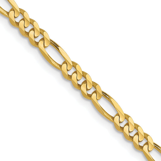 26 Inch 10K Yellow Gold 3mm Concave Figaro Chain Necklace