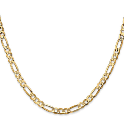 26 Inch 10K Yellow Gold 4.5mm Concave Figaro Chain Necklace