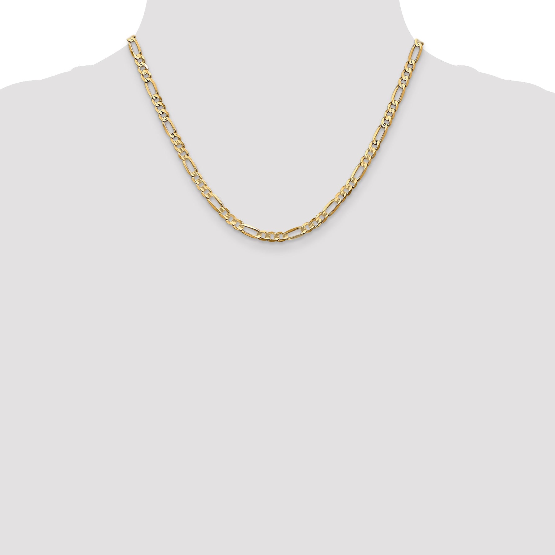18 Inch 10K Yellow Gold 4.5mm Concave Figaro Chain Necklace