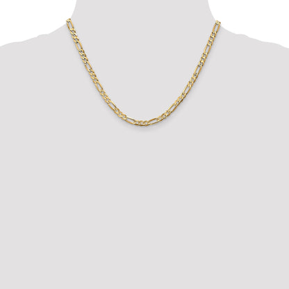 18 Inch 10K Yellow Gold 4.5mm Concave Figaro Chain Necklace