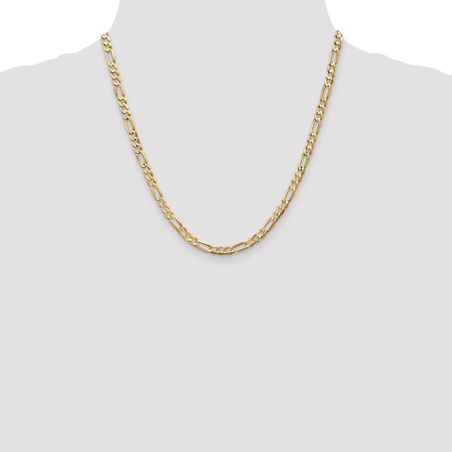 20 Inch 10K 4.5mm Concave Figaro Chain Necklace