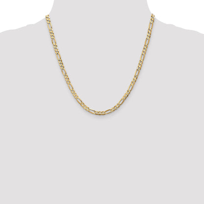 20 Inch 10K 4.5mm Concave Figaro Chain Necklace