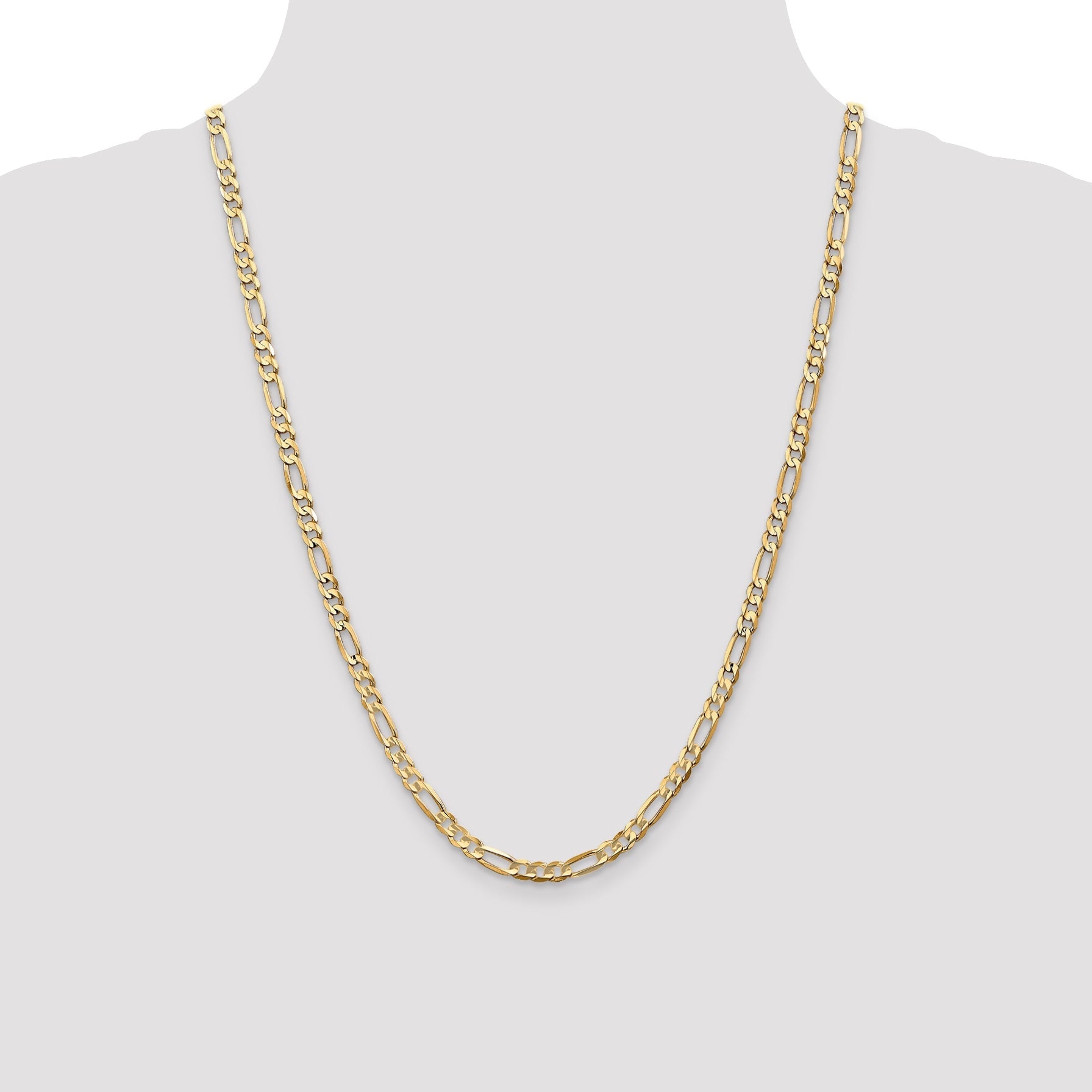 24 Inch 10K 4.5mm Concave Figaro Chain Necklace