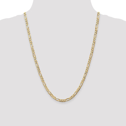 24 Inch 10K 4.5mm Concave Figaro Chain Necklace