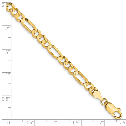 8 Inch 10K Yellow Gold 4.5mm Concave Figaro Chain Bracelet