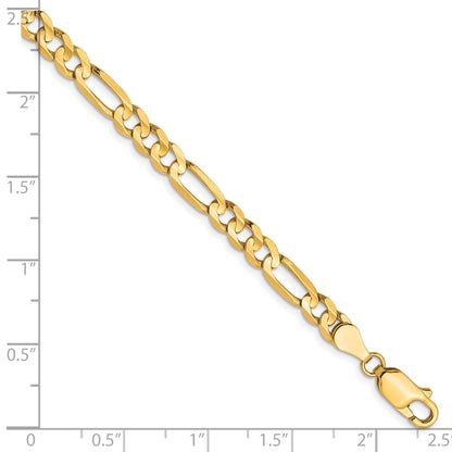 7 Inch 10K Yellow Gold 4.5mm Concave Figaro Chain Bracelet
