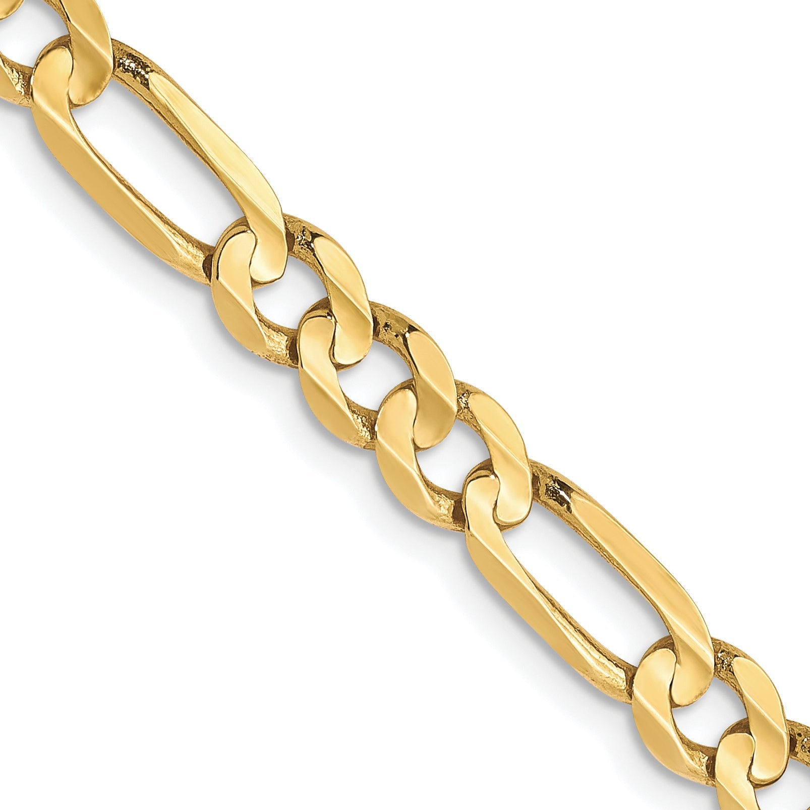 22 Inch 10K Yellow Gold 4.5mm Concave Figaro Chain Necklace