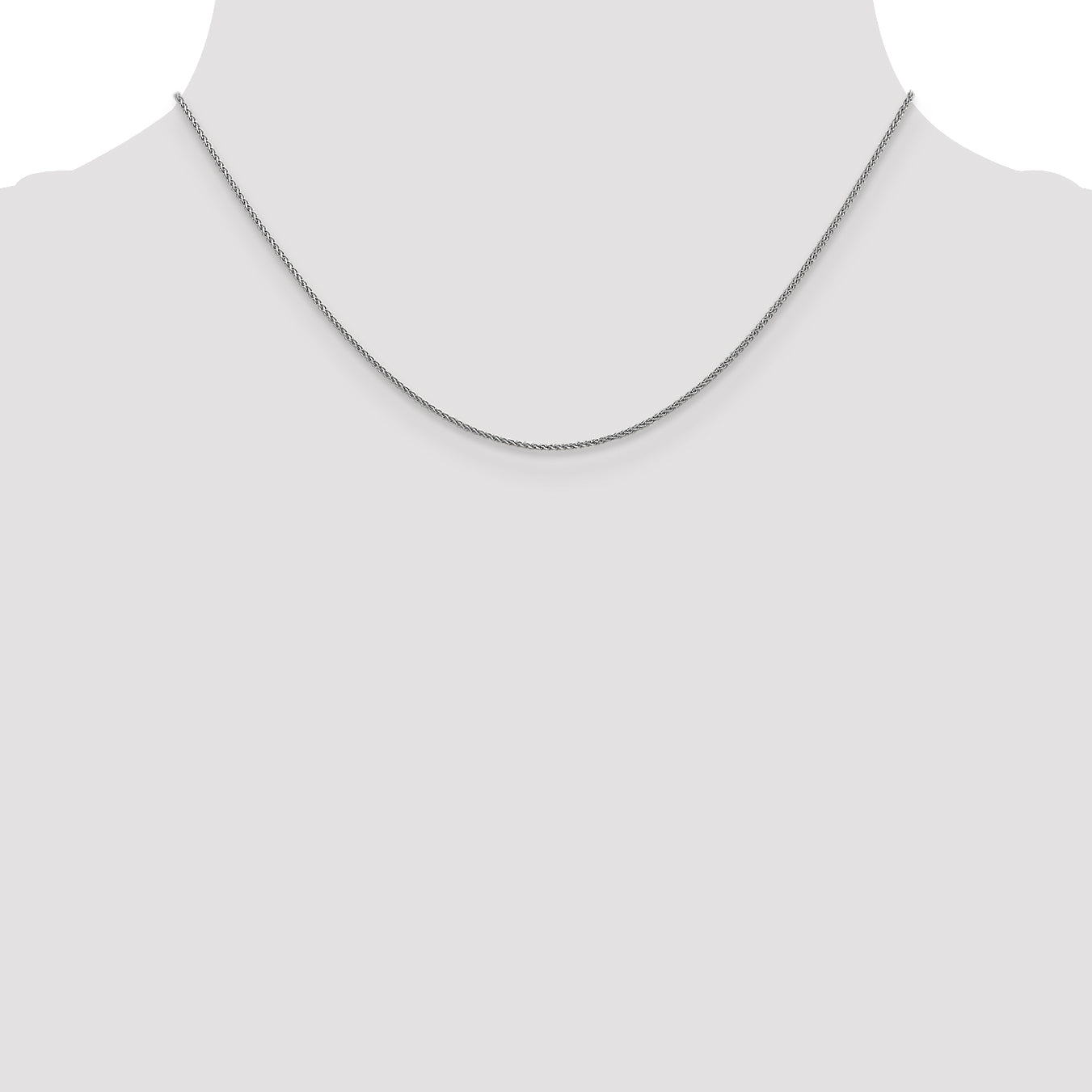 16 Inch 10K White Gold 1mm D/C Spiga Chain Necklace