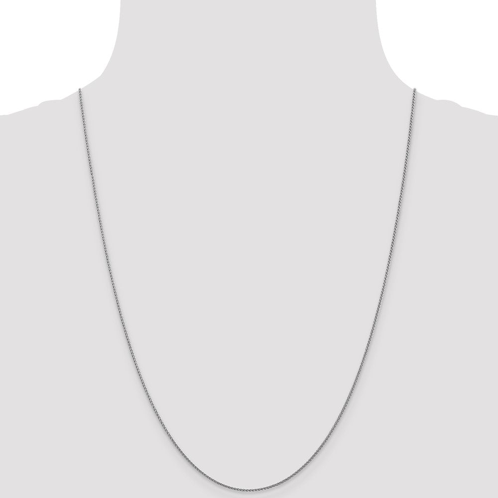 24 Inch 10K White Gold 1mm D/C Spiga Chain Necklace