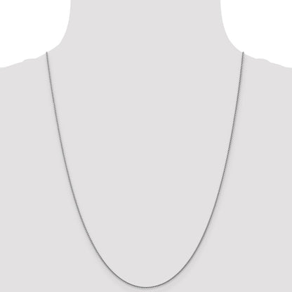 24 Inch 10K White Gold 1mm D/C Spiga Chain Necklace