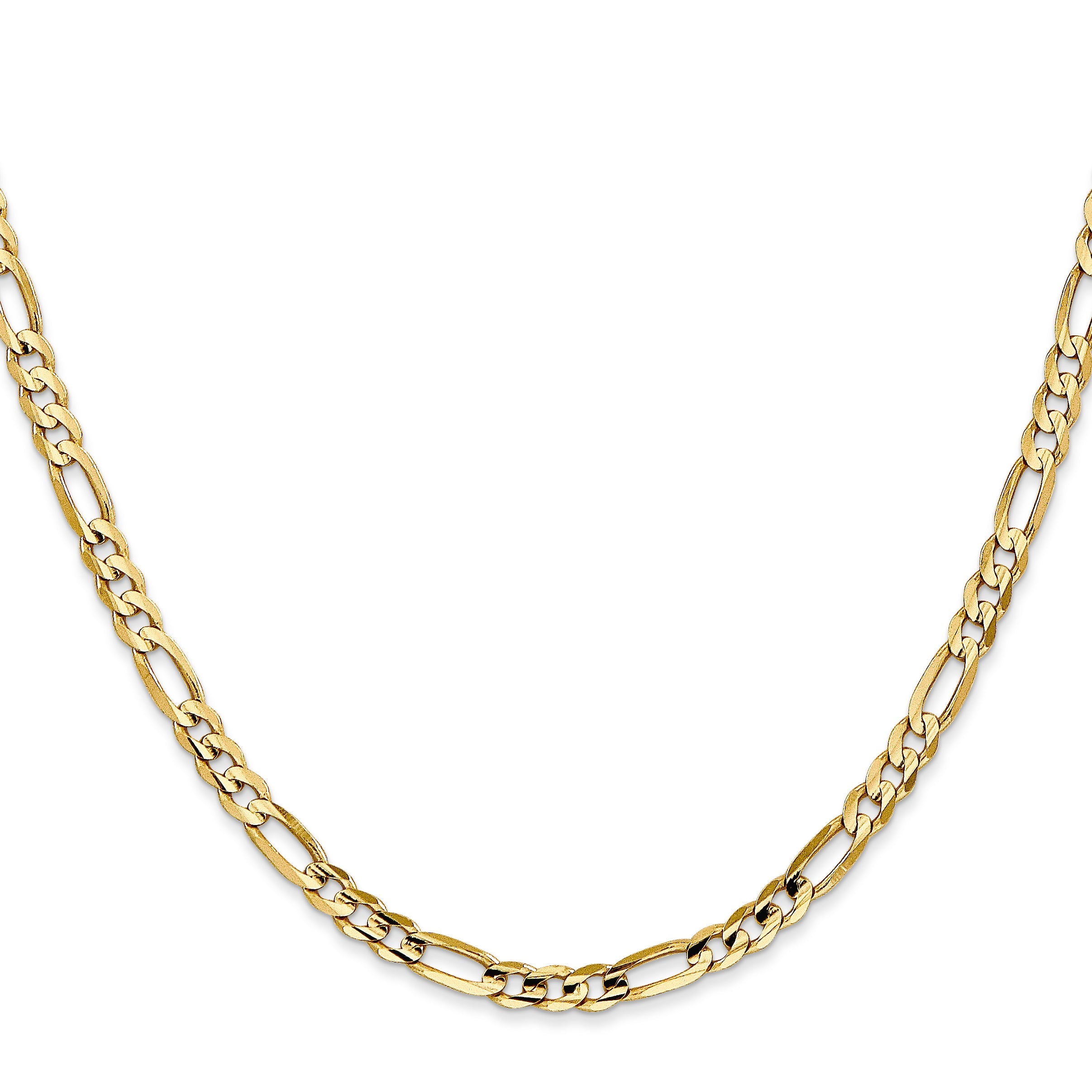 20 Inch 10K 4mm Concave Figaro Chain Necklace
