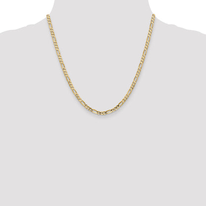 20 Inch 10K 4mm Concave Figaro Chain Necklace