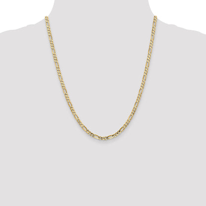 22 Inch 10K 4mm Concave Figaro Chain Necklace