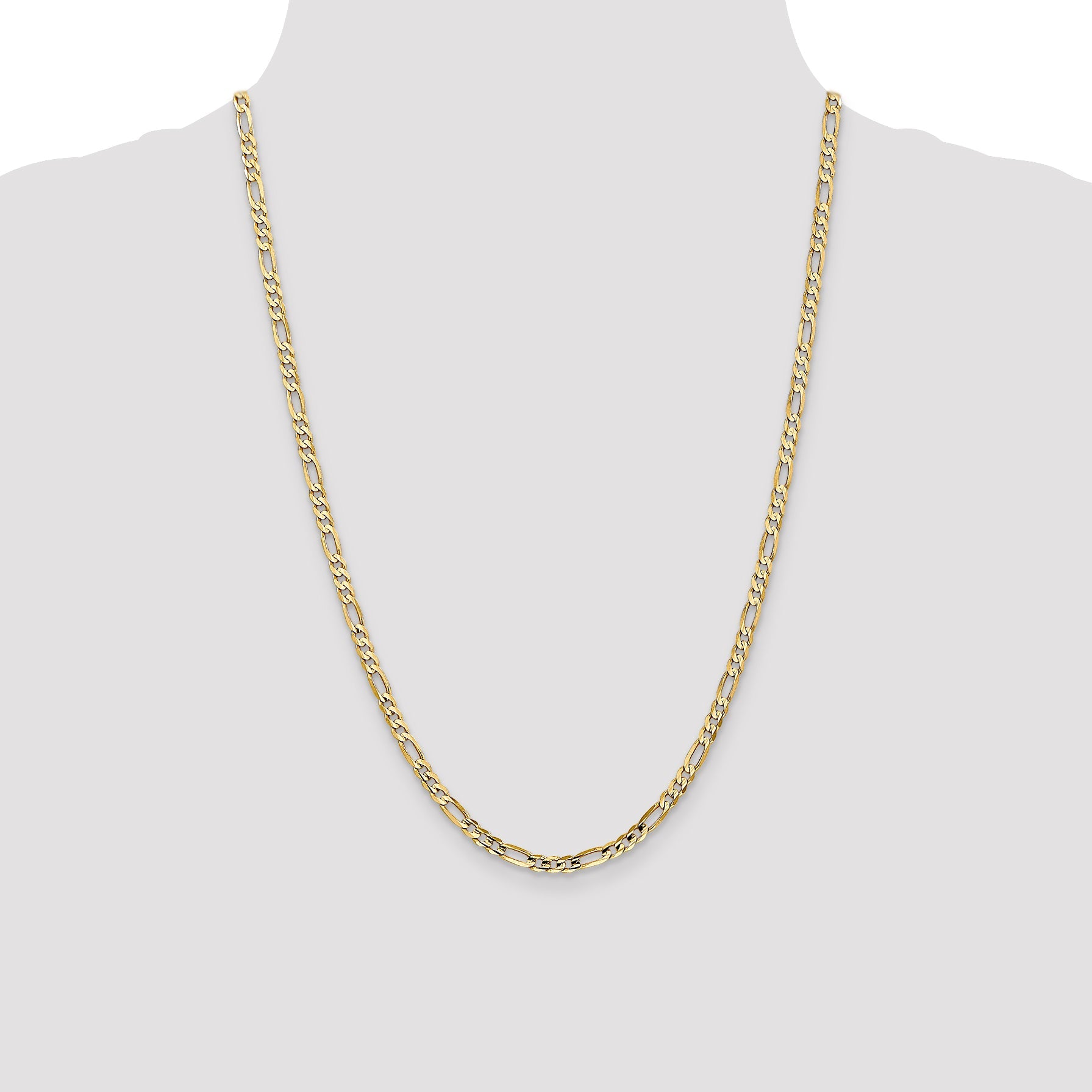 24 Inch 10K 4mm Concave Figaro Chain Necklace