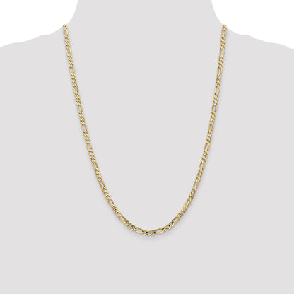 24 Inch 10K 4mm Concave Figaro Chain Necklace