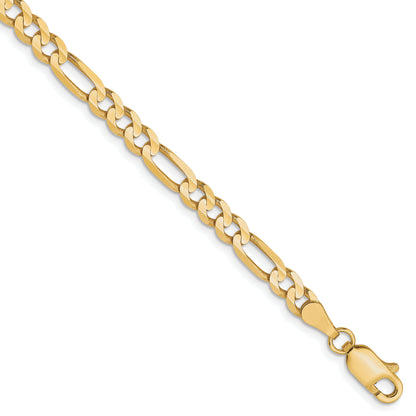 8 Inch 10K 4mm Concave Figaro Chain Bracelet