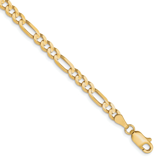 8 Inch 10K 4mm Concave Figaro Chain Bracelet