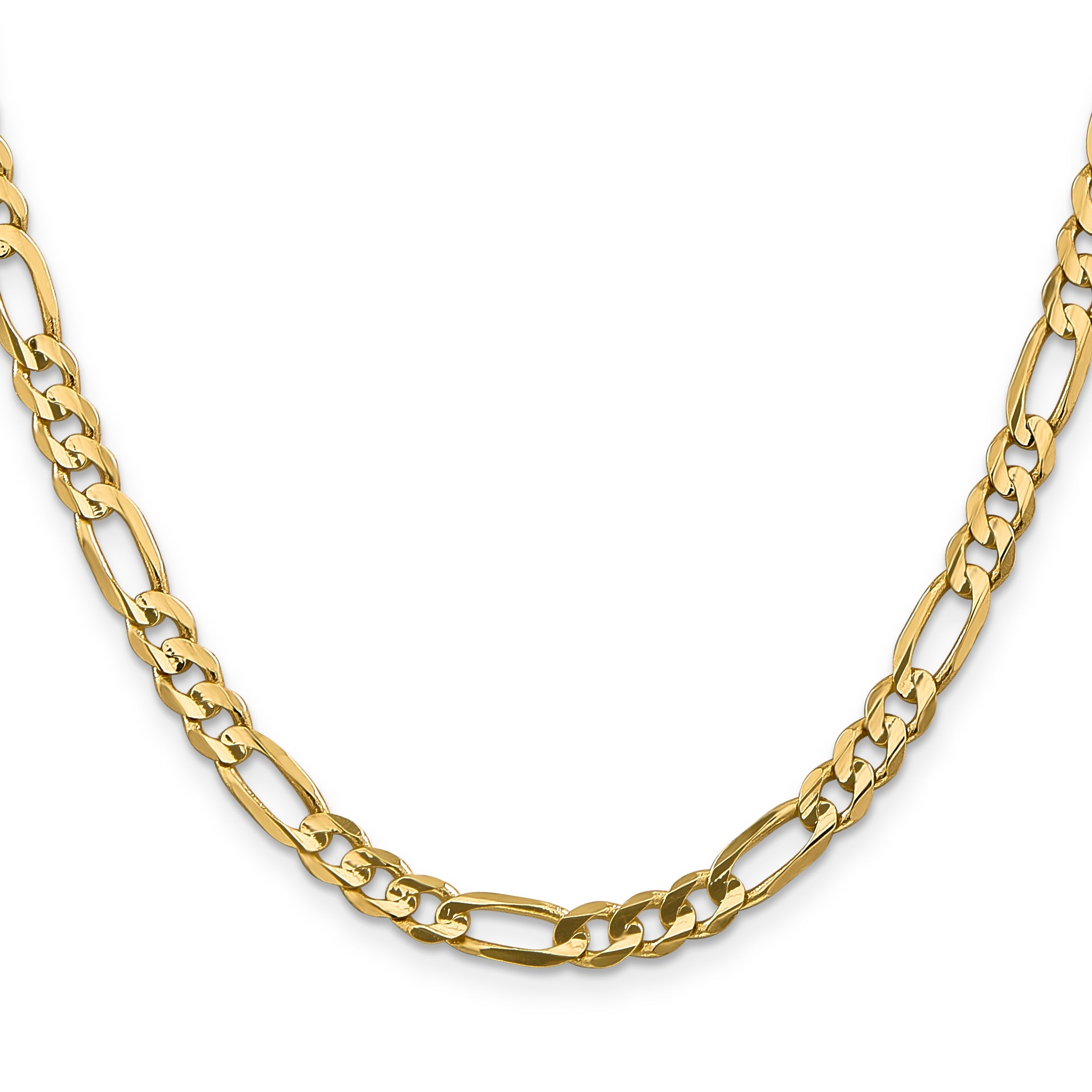 20 Inch 10K 5.25mm Concave Figaro Chain Necklace