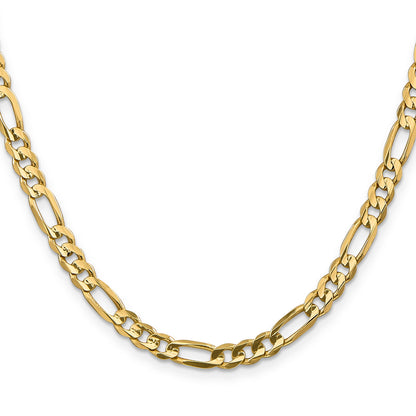 22 Inch 10K 5.25mm Concave Figaro Chain Necklace