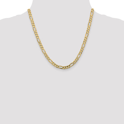 20 Inch 10K 5.25mm Concave Figaro Chain Necklace