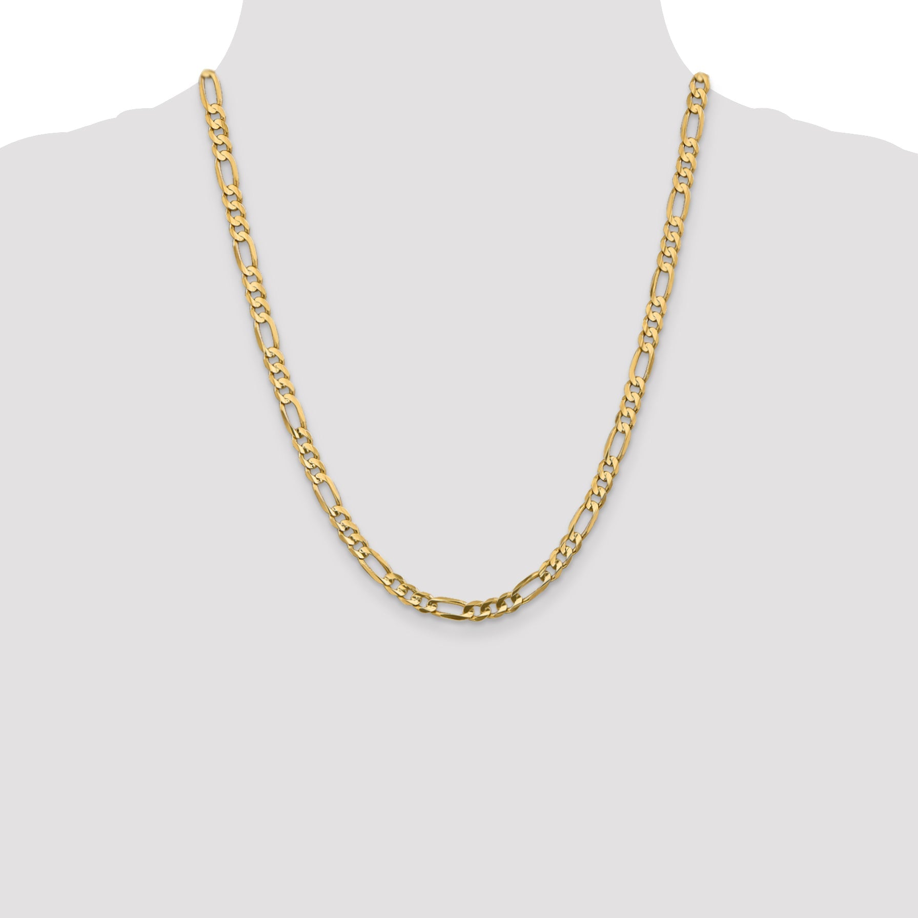 22 Inch 10K 5.25mm Concave Figaro Chain Necklace