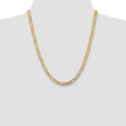 22 Inch 10K 5.25mm Concave Figaro Chain Necklace