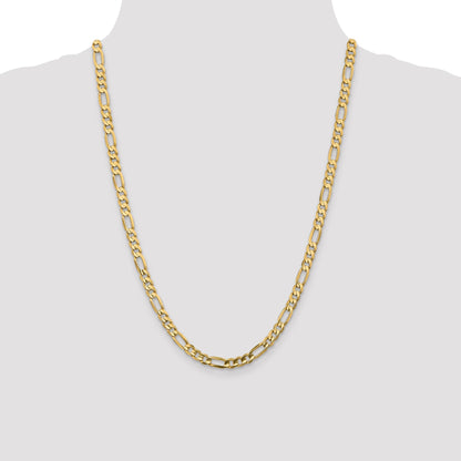 24 Inch 10K 5.25mm Concave Figaro Chain Necklace