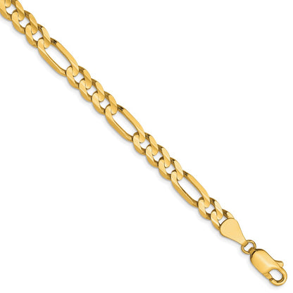 7 Inch 10K 5.25mm Concave Figaro Chain Bracelet