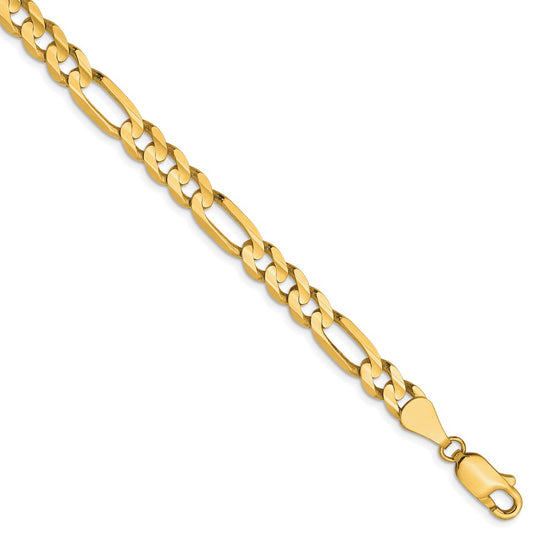 8 Inch 10K 5.25mm Concave Figaro Chain Bracelet