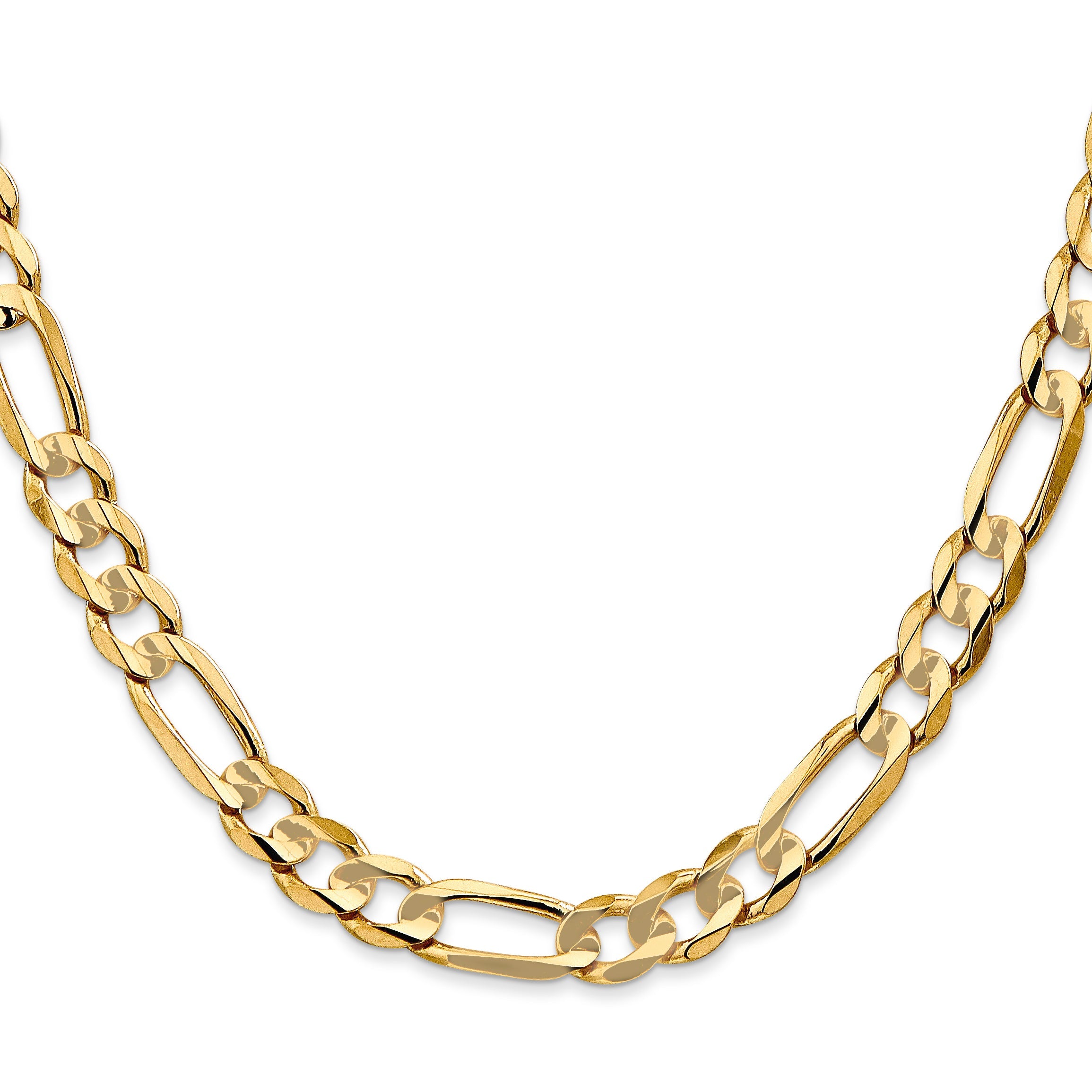 22 Inch 10K 6.75mm Concave Figaro Chain Necklace