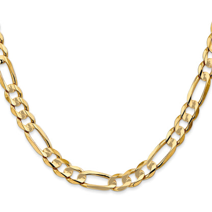 22 Inch 10K 6.75mm Concave Figaro Chain Necklace
